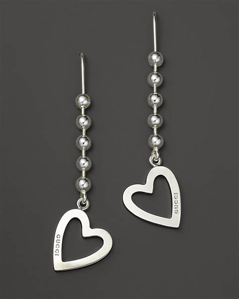 gucci heart dangle earrings|gucci sterling silver heart earrings.